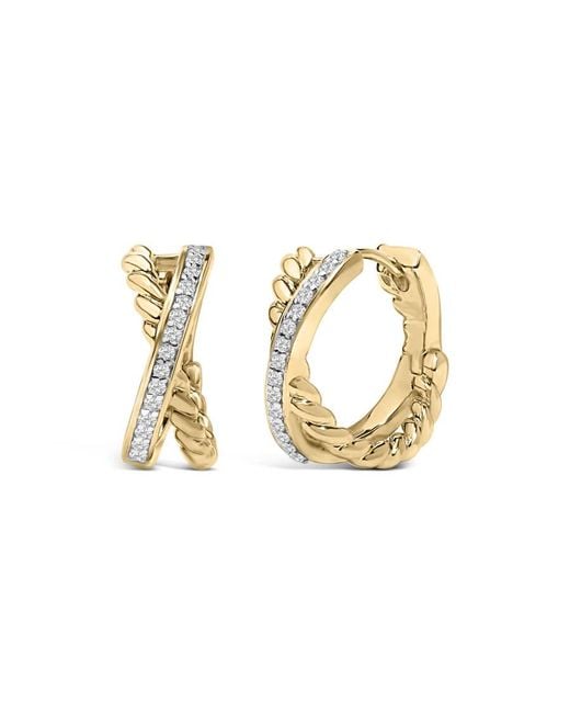 Haus of Brilliance Metallic 14K Plated Sterling 1/5 Cttw Diamond Twisted Design Hoop Earrings