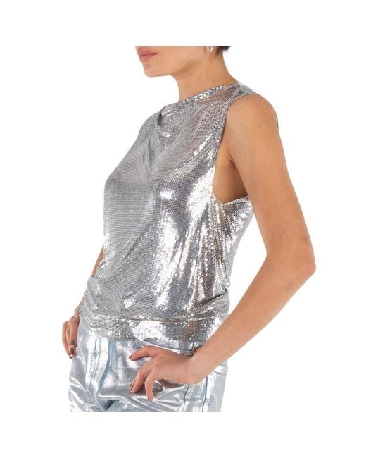 Rabanne Ladies Shiny Disco Blouse, Brand Size 36 (Us in Grey Lyst UK
