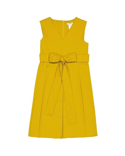 Max Mara Yellow Estremo Stretch Sleeveless Pleated Dress