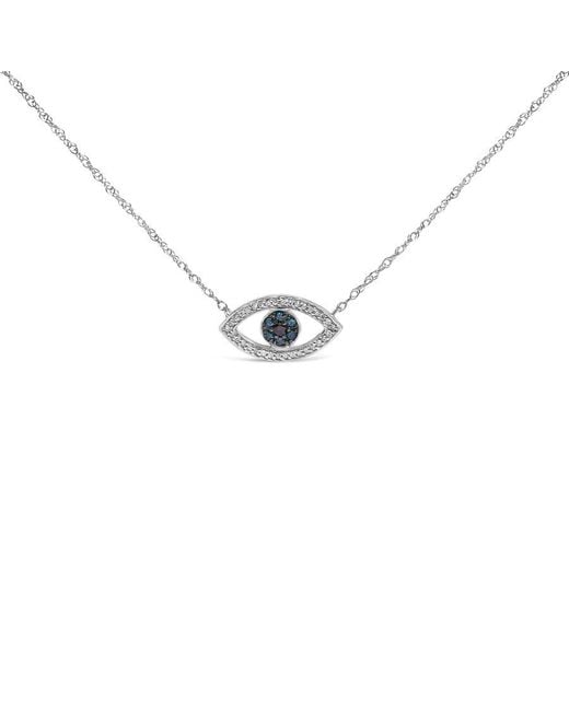 Haus of Brilliance Metallic Sterling 1/4 Cttw And Diamond Evil Eye Necklace