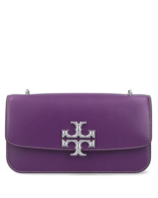 Tory Burch Purple Leather Small Eleanor Rectangular Bag