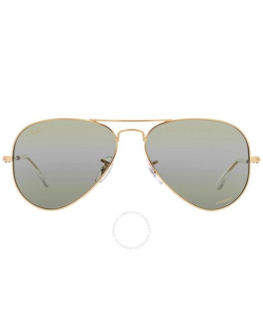 Ray-Ban Gray Aviator Chromance Polarized Silver/green Sunglasses