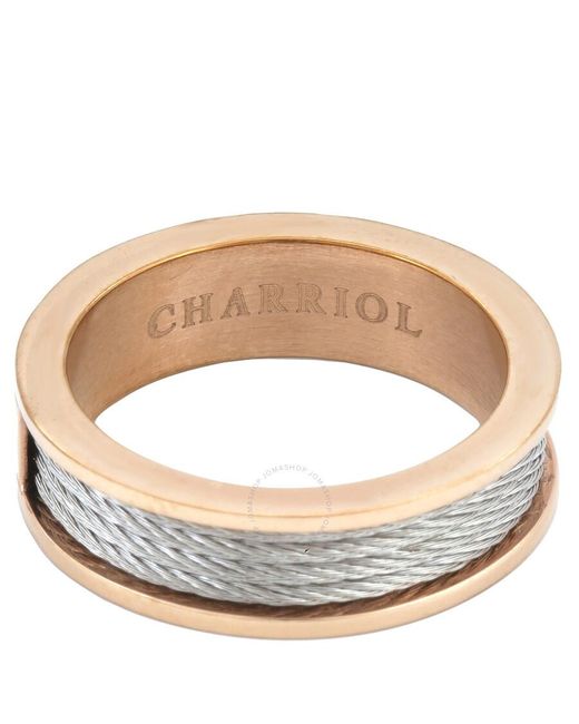 Charriol Metallic Forever Thin Rose Gold Pvd Steel Cable Ring