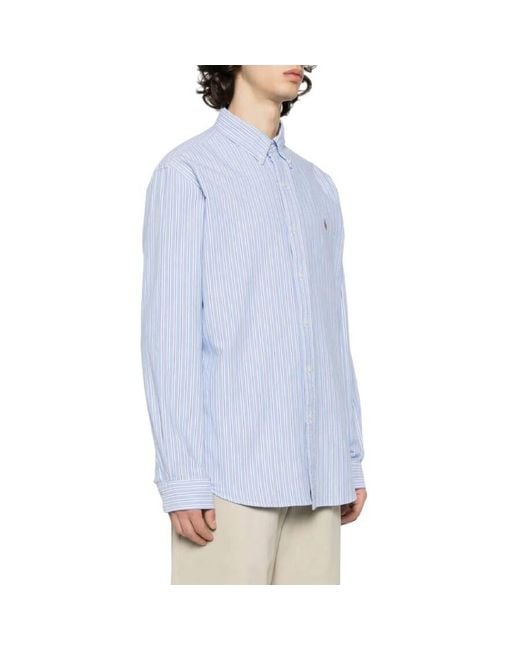 Polo Ralph Lauren Blue Oxford Striped Cotton Shirt for men