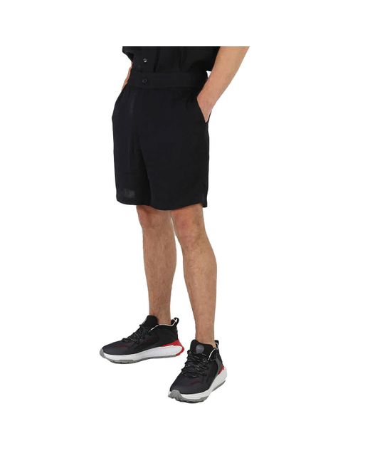 Moschino Black Allover Logo Viscose Satin Shorts for men