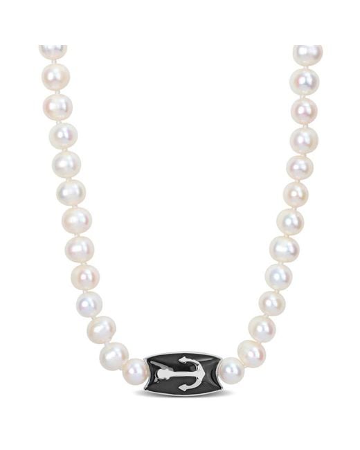 Amour Metallic 7-7.5Mm Cultured Freshwater Pearl Necklace With Large Lobster Clasp for men