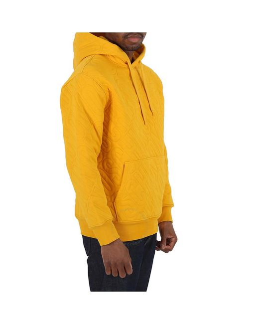 Moschino Yellow All-over Logo Embroidered Hoodie for men