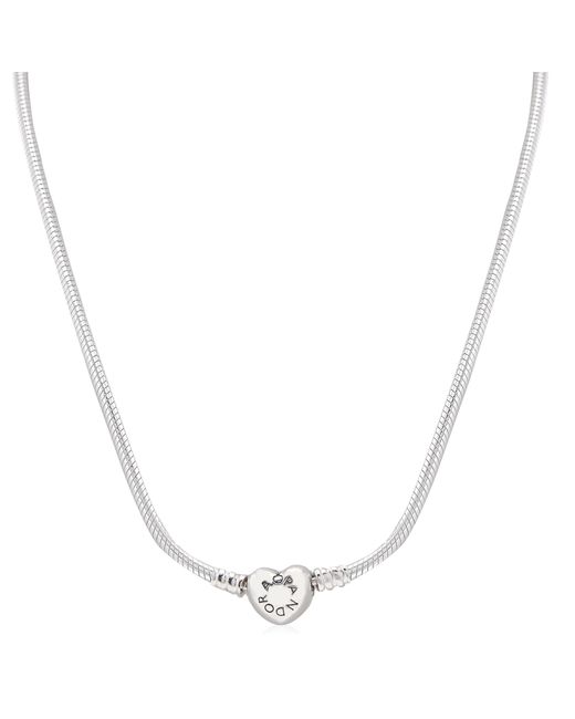 Pandora Metallic Moments Heart Clasp Snake Chain Necklace for men