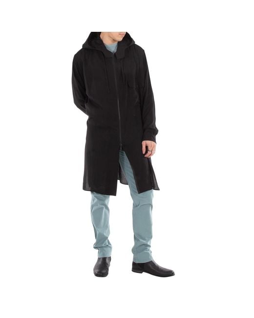 Yohji Yamamoto Black A-Zipper Hood Cellulose Top, Brand Size 2 for men