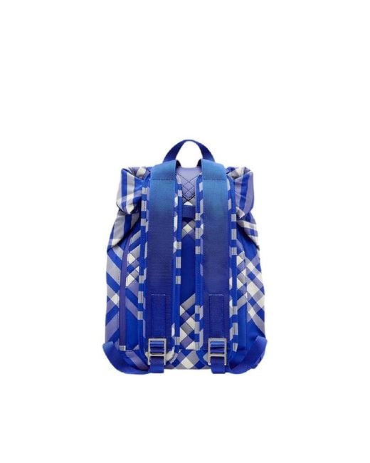 Burberry Blue Check Pattern Roll Backpack for men
