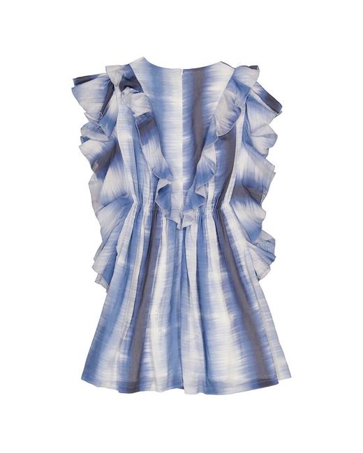 Chloé Girls Blue White Abstract Printed Ruffled Dress