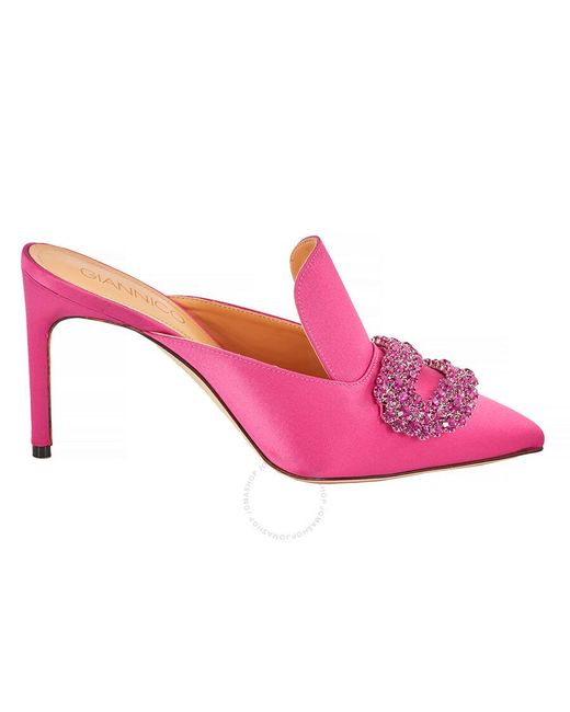 Giannico Pink Daphne 8 Leather Heel Mules
