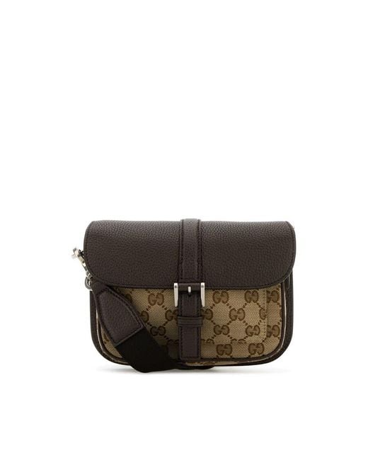 Gucci Black Leather Mini Gg Crossbody Bag for men