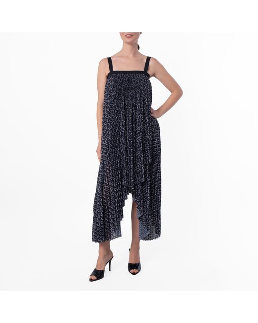 Burberry Blue Pleated Chain Print Dress, Brand Size 8 Us