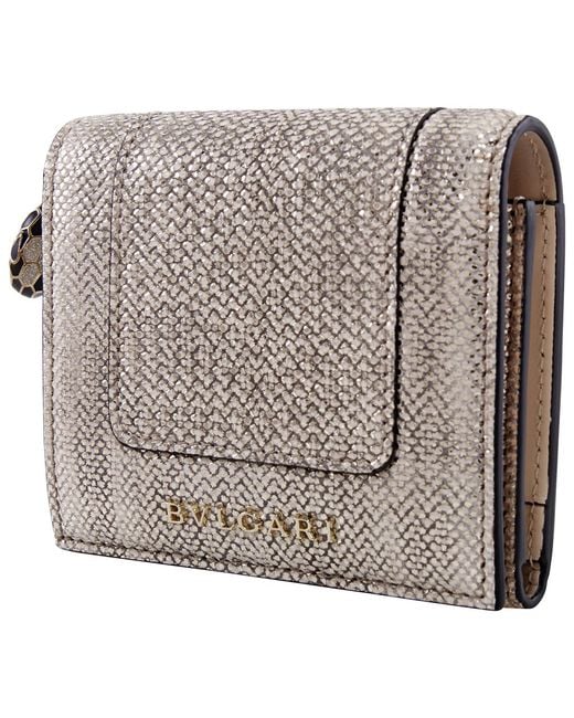 BVLGARI White Serpenti Forever Compact Leather Wallet for men