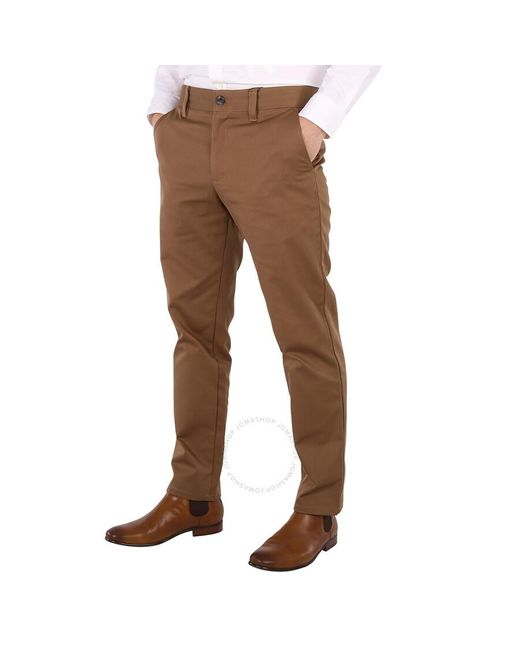 Burberry Brown Dusty Caramel Cotton Cropped Straight-fit Tailo Trousers for men