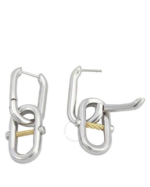 Charriol Metallic St. Tropez Mariner Stainless Steel Yellow Gold Pvd Chain Link Earrings