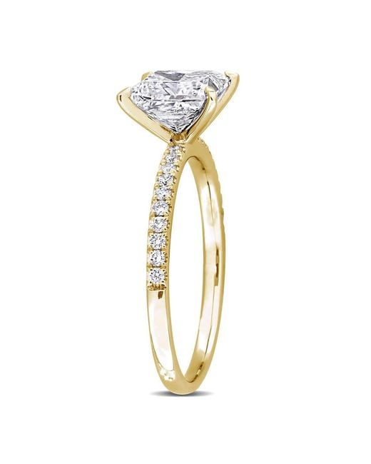 Created Forever Metallic 2 1/6Ct Tw Princess And Round-Cut Lab-Grown Diamond Solitaire Engagement Ring