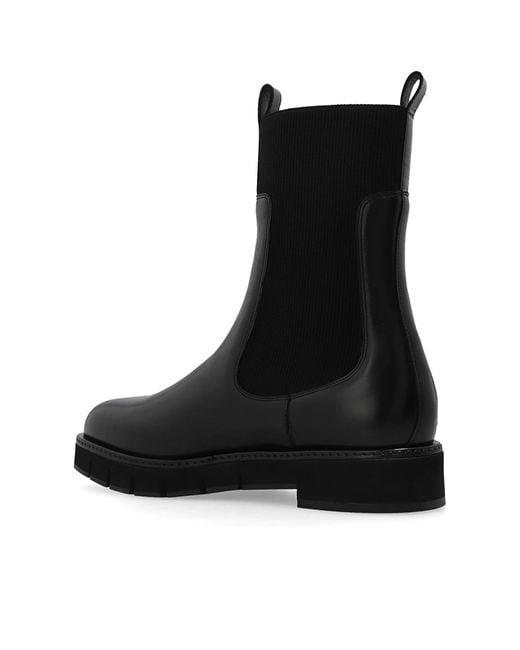 Ferragamo Black Leather Rook Chelsea Boots