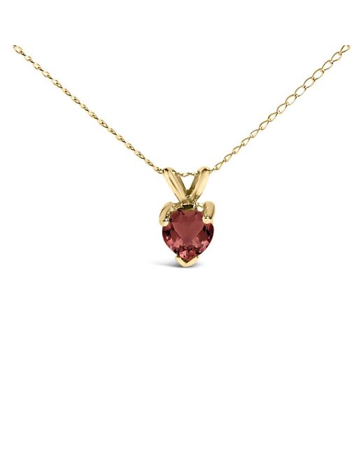Haus of Brilliance Metallic 14K 5X5 Mm Heart Shaped Garnet Solitaire Pendant Necklace