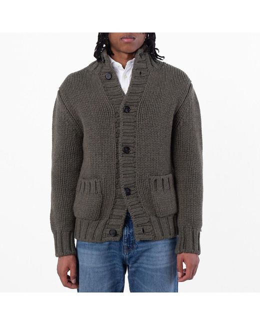 Ferragamo Green High Neck Long Sleeve Cardigan for men