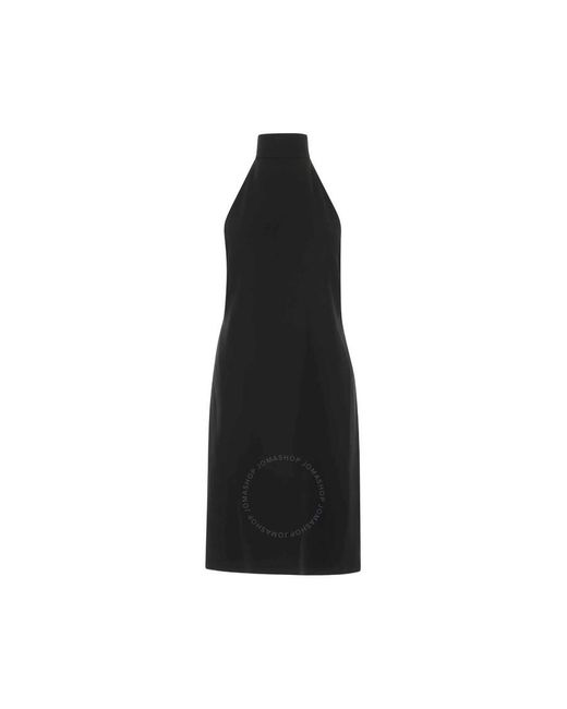 Burberry Black Silk Bib Funnel-neck Sleeveless Dress
