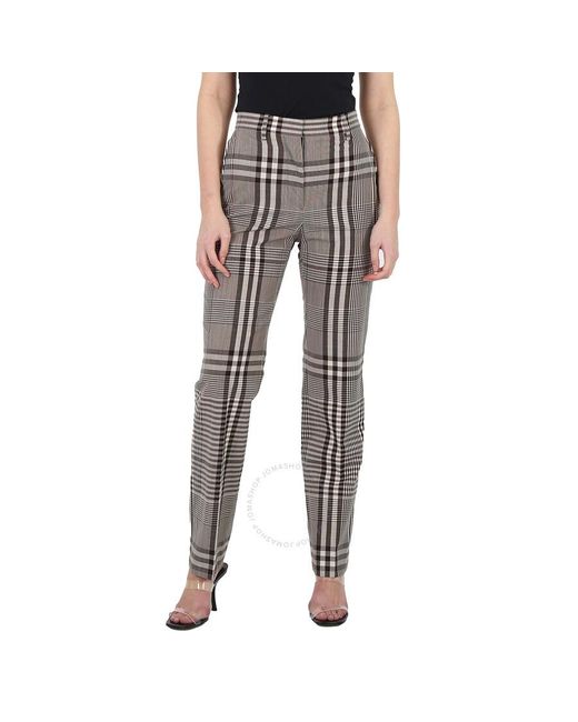 Burberry Black Check Technical Wool Cropped Trousers