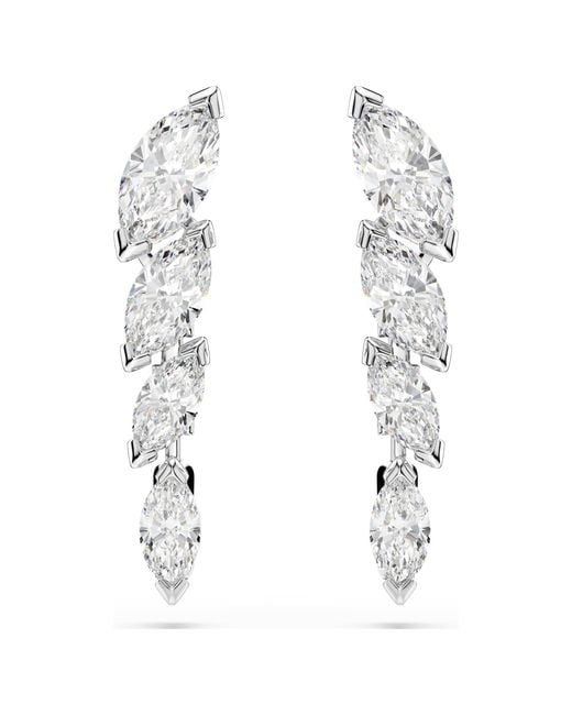 Swarovski White Mesmera Earrings, Marquise Cut, Rhodium Plated