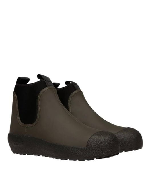 Bally Black Gadey Rubber-Coated Leather Ankle Boots, Brand Size 36 Us