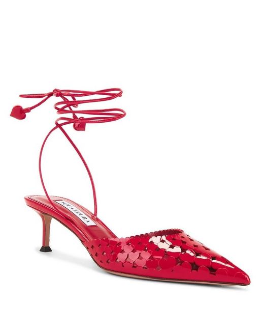 Aquazzura Red Amourose 50 Leather Pumps