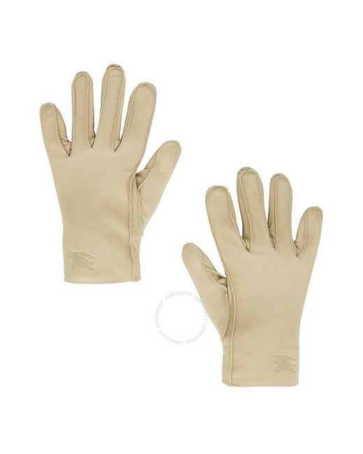 Burberry Metallic Ekd Logo Leather Gloves