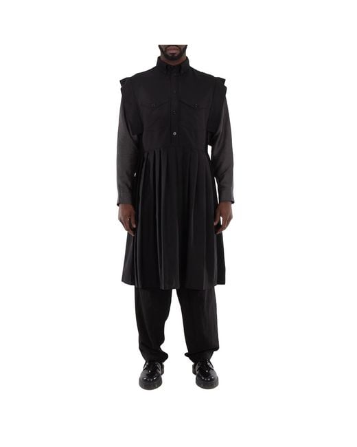 Burberry Black Pleated Mohair & Wool Kilt Shirt Dress for men