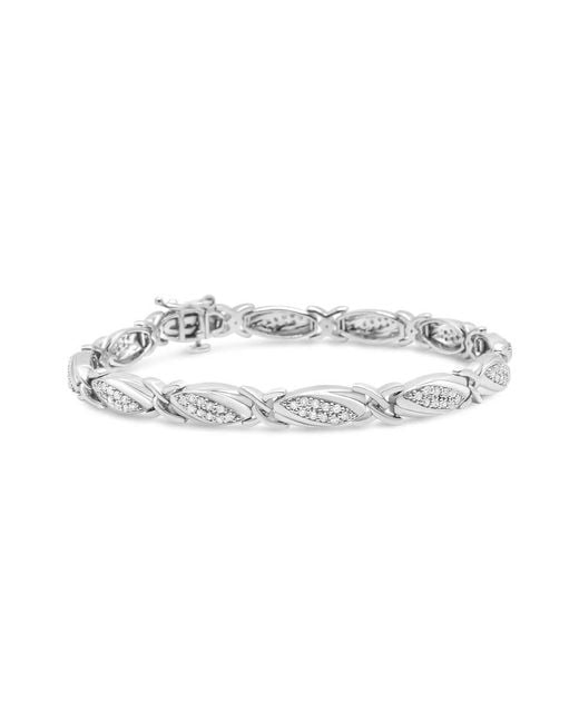 Haus of Brilliance Metallic 925 Sterling 1.00 Cttw Round Diamond X-Link Bracelet (I-J Color, I2-I3 Clarity)
