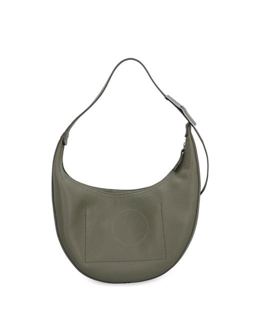 Longchamp Gray Le Roseau Calf Leather Hobo Bag