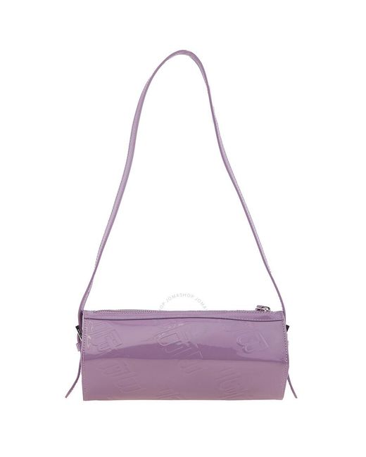 By Far Purple Karo Embossed Shoulder Bag