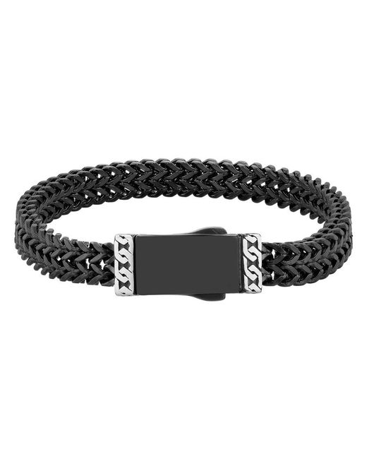 Robert Alton Black Stainless Steel & Double Row Link Bracelet for men