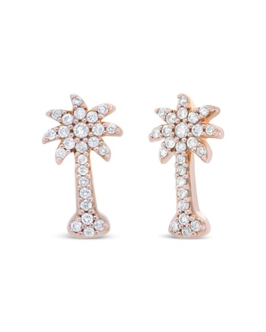 Haus of Brilliance Metallic 10k Re Gold 1/4 Cttw Diamond Palm Tree Push Back Stud Earrings