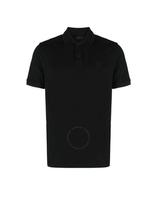 Moncler Black Logo-Patch Cotton Polo Shirt for men