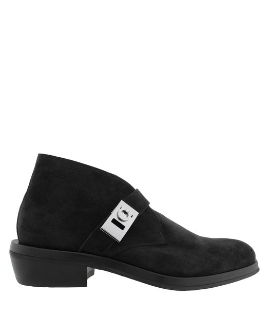 Ferragamo Black Suede Gancini Strap Ankle Boots for men