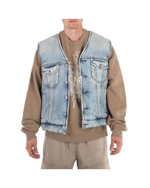 Acne Blue Light Padded Denim Vest for men