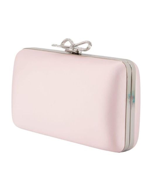 Self-Portrait Pink Self-Portrait Bow-Embellished Synthetic Clutch