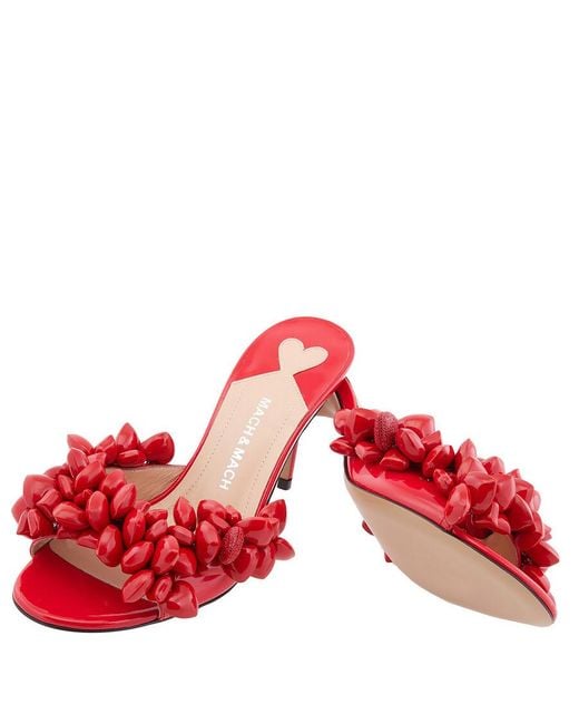 Mach & Mach Red Puffy Heart Mules