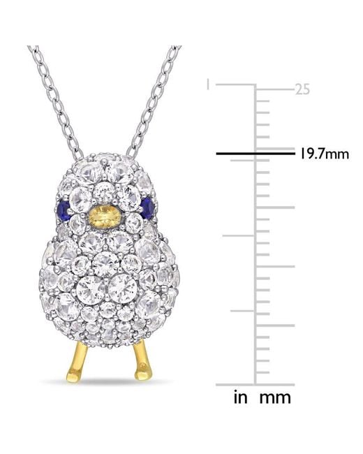 Amour White 2 3/4 Ct Tgw Created And Sapphire Chick Necklace for men