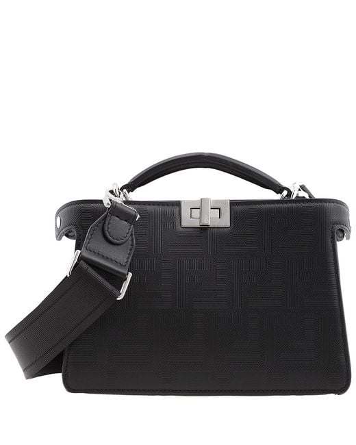 Fendi Black Peekaboo Iseeu Leather Crossbody Bag for men