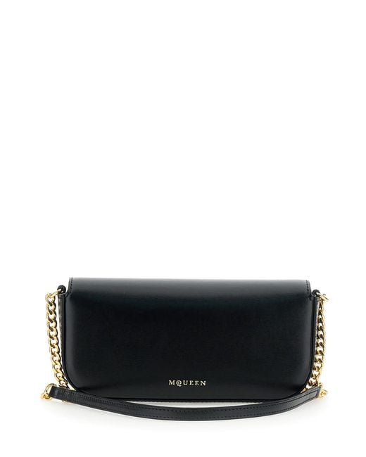 McQueen Black Healthier Small Skull Flower Crossbody Bag