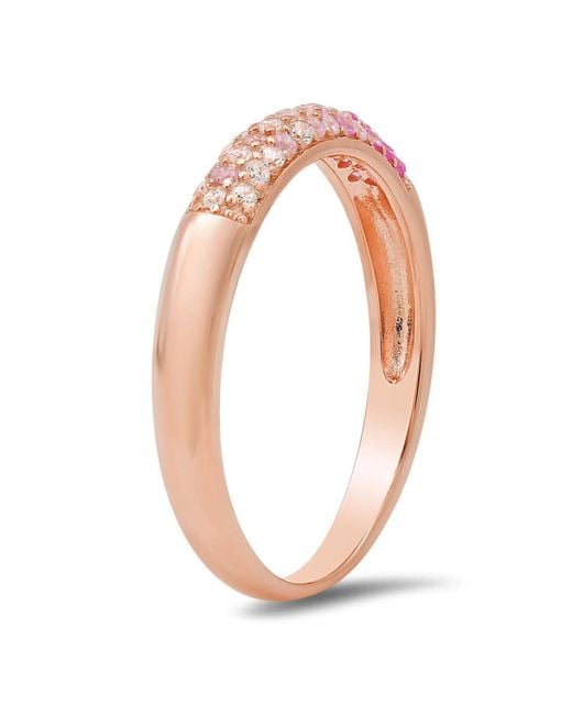 Kylie Harper Pink 14K Rose Over Petite Sapphire Ombre Pave Cz Band Ring