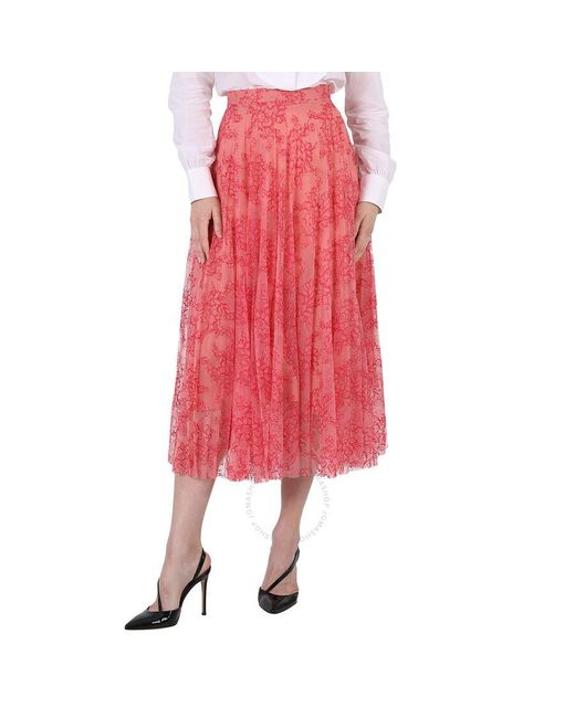 Burberry Red Formal Apricot Pleat Long Skirts