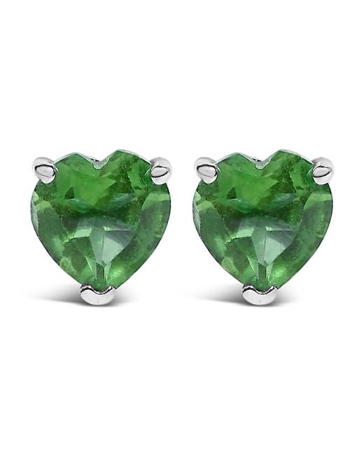 Haus of Brilliance Green 14K 5Mm Heart Cut Emerald Solitaire Stud Earrings