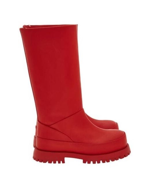 Ferragamo Red Fazio Leather Combat Boots for men
