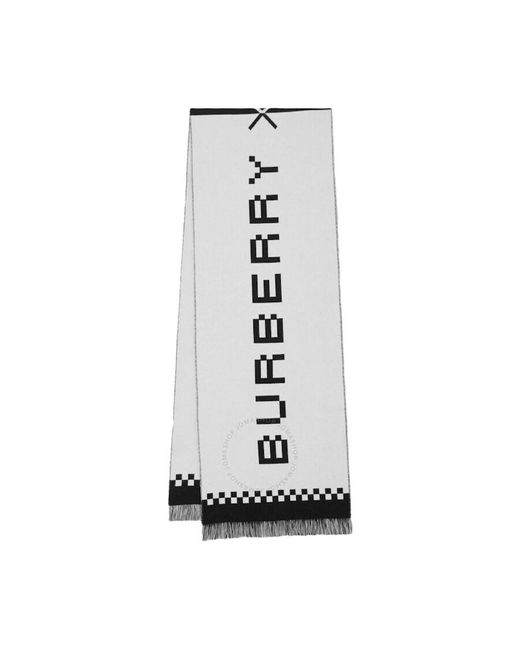 Burberry White X Minecraft Logo Jacquard Wool Scarf